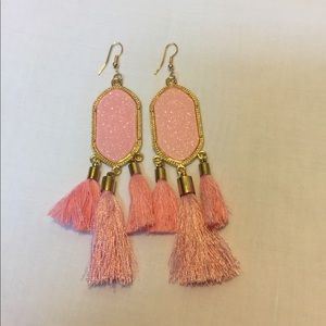 Light Pink Tassel Eardrop Earrings